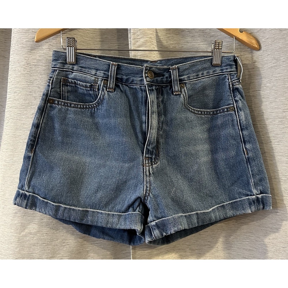 American Eagle AE Med Wash Mom Jean Denim Short High Waisted Shortie Size 6